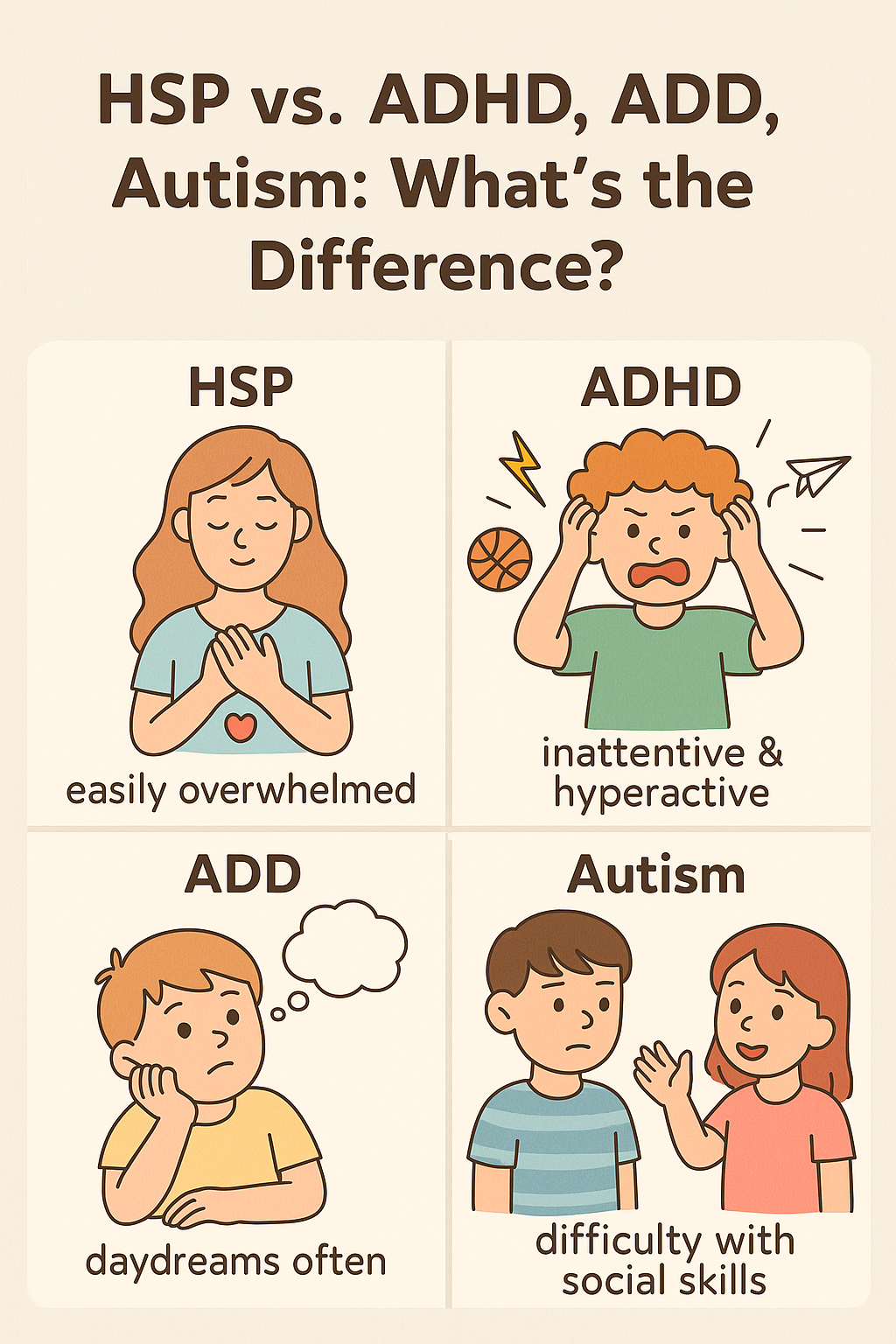HSP vs ADHD, ADD, Autism: What’s the Difference?